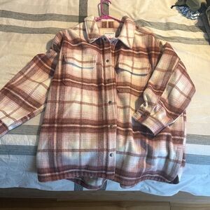 Old Navy Pink and Cream Plaid Shacket